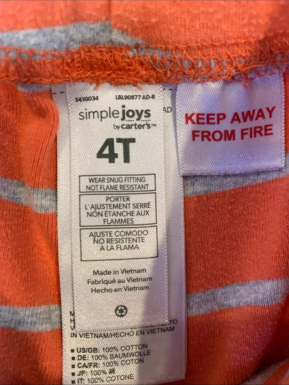 Carter's Simple Joys Bots 4T Coral and Gray Striped Cotton Knit Pajama Shorts